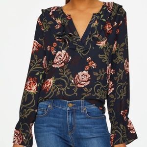 🌿 LOFT 🌿 Floral Ruffle V-neck Blouse